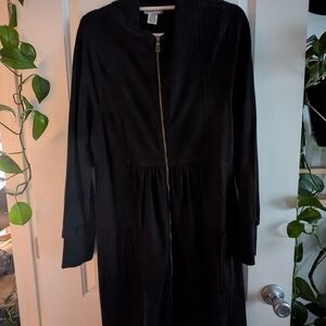 Women's Black Long-Sleeve Zip-Front Dress